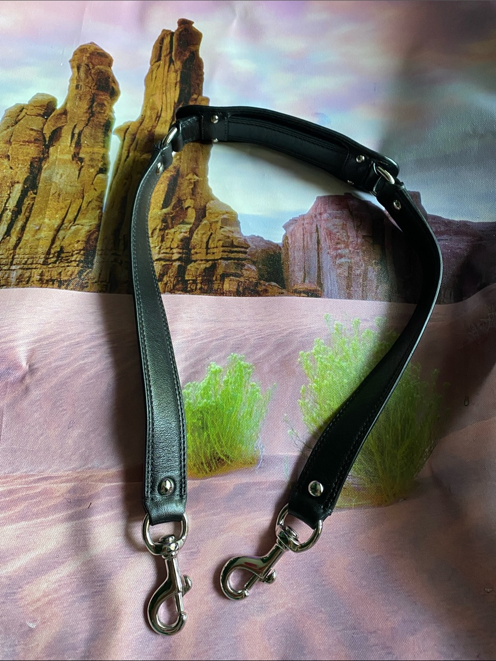 Coach Black Leather Detachable Shoulder Strap with Silver Hardware.